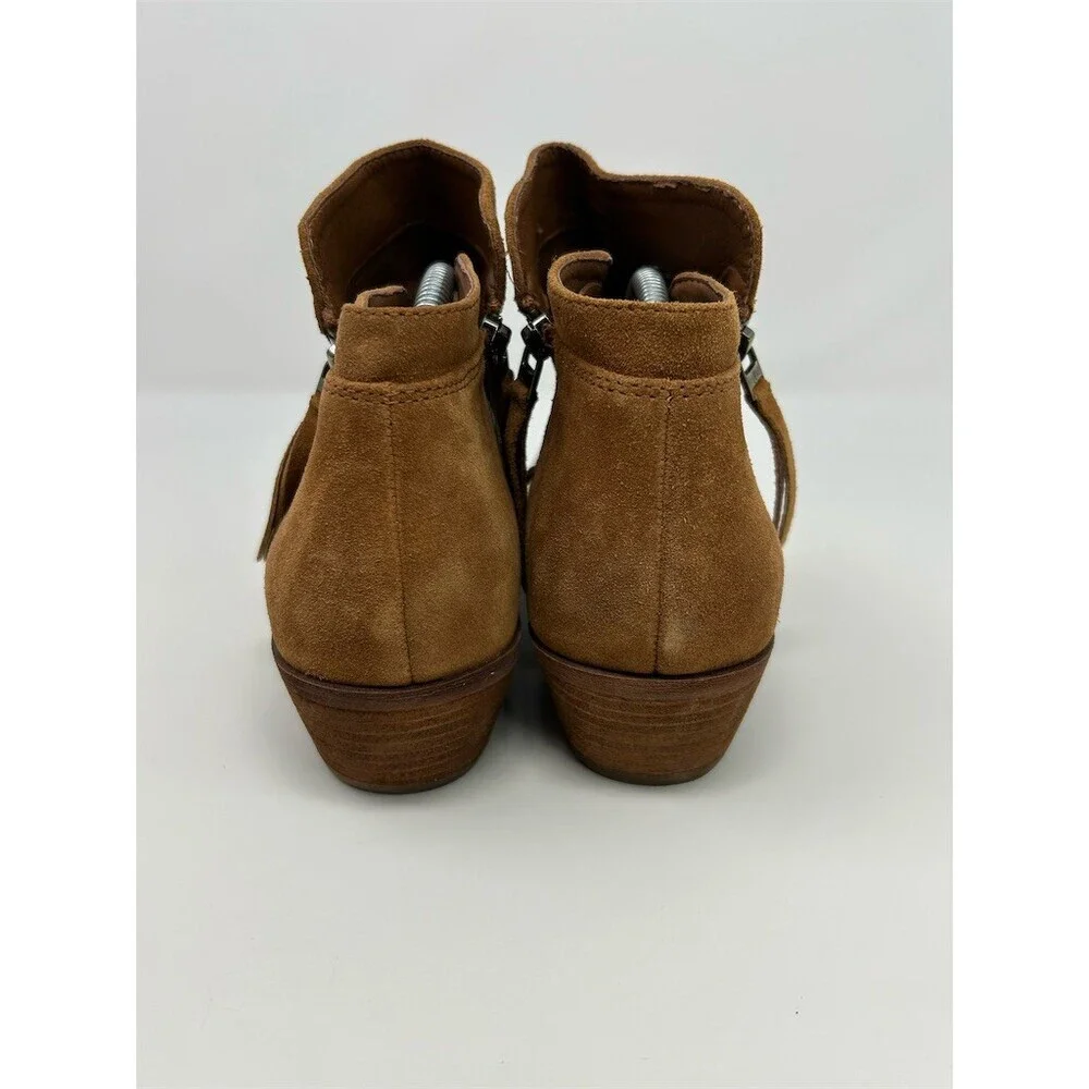 Sam Edelman Packer Ankle Booties Womens Brown Side Zip Tassel Block Heel Size 12
